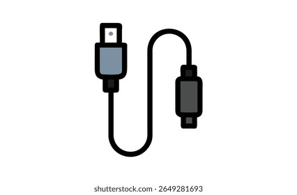 Ícone de cabo USB com conectividade tecnológica