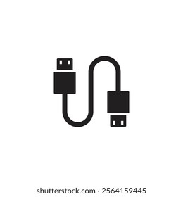 usb cable icon sign vector. usb cable line icon in white and black colors. usb cable flat vector icon from usb cable collection for web, mobile apps and ui.