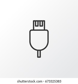 Usb Cable Icon Symbol. Premium Quality Isolated Universal Serial Bus Element In Trendy Style.