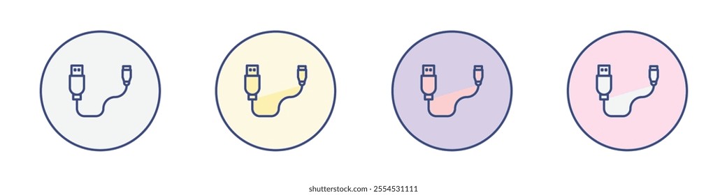 USB cable icon Thin line flat illustration