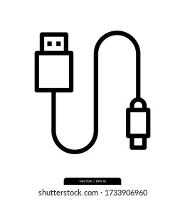 Usb Cable Icon Vector Illustration Logo Template