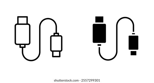 USB cable Icon vector. liner and flat style icons set.