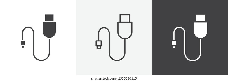 USB cable icon vector set for ui designs