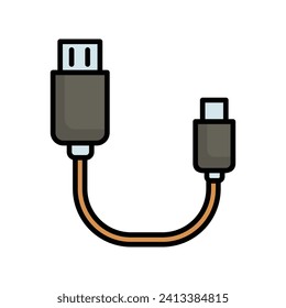 icono de cable usb con ilustración de material vectorial de fondo blanco