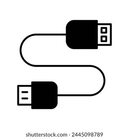 USB-Kabel-Symbol mit weißem Hintergrund Vektorgrafik Stock Illustration