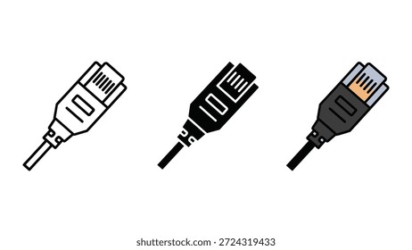 Usb cable icons in different styles on white background