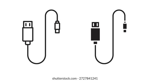 Ícones de cabo USB. Coleção de vetores de ícones de tópicos. ilustrações simples