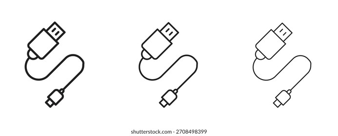 Ícones de cabo USB. Coleção de ícones de vetor perfeito de pixels