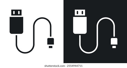 USB cable icons in solid black and white colors