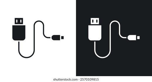 USB cable icons in solid black and white colors