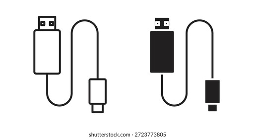 USB-Kabelsymbole, Vektorsymbole. gefülltes flaches Zeichen