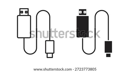 USB cable icons, vector symbols. filled flat sign