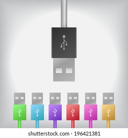 usb cable isolated on white, Vector graphic
