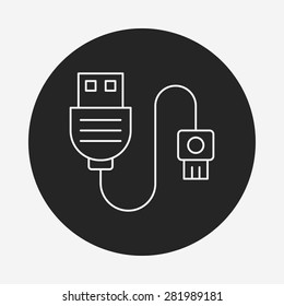 usb cable line icon
