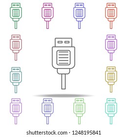 usb cable line icon. Elements of computer hardware in multi color style icons. Simple icon for websites, web design, mobile app, info graphics
