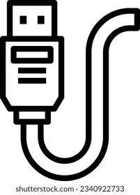 Usb Cable Line Icon - Single Icon, Vector