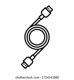 USB cable. Line vector. Isolate on white background.