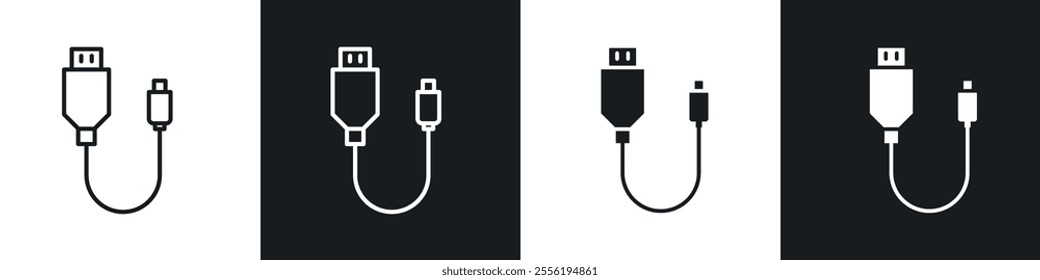 USB cable linear icon set for app, and web design.