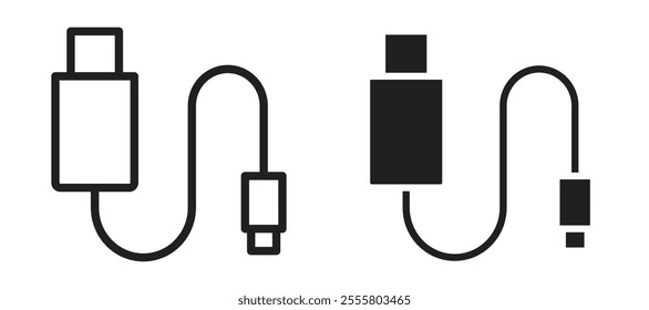 USB cable liner icon vector set.