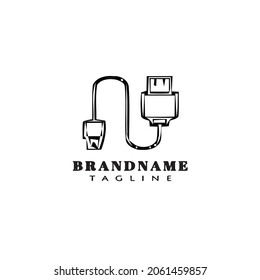 usb cable logo cartoon icon design template black modern isolated vector