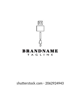 usb cable logo cartoon icon design template black modern vector illustration