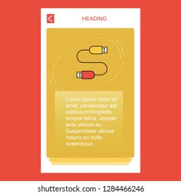 USB cable mobile vertical banner design design. Vector