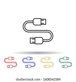 USB cable multi color style icon. Simple thin line, outline vector of computer parts icons for ui and ux, website or mobile application