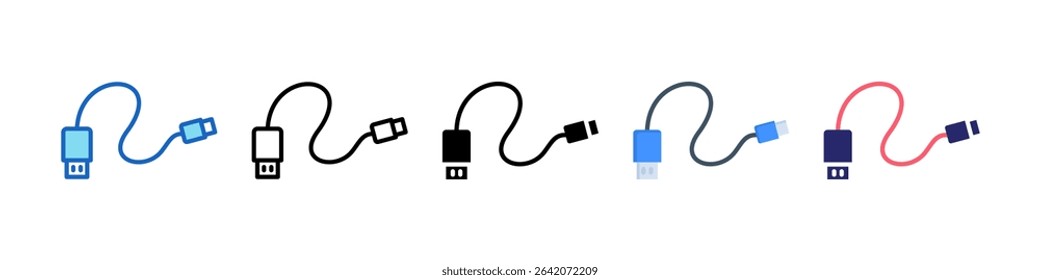Usb Cable Multiple Style Icon Set Collection.