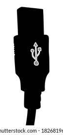 USB cable on white background, vector illustration 