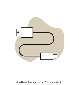 Usb cable ot connect. Technology devices. Connector, typ c cable icon. Hdmi cable icon. Vector illustration. Eps 10.