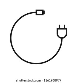 USB cable outline icon. Clipart image isolated on white background