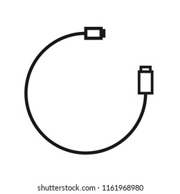 USB cable outline icon. Clipart image isolated on white background