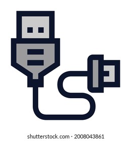 USB Cable. Phone Charger. Simple Vector Color Icon.