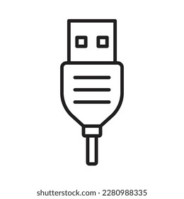 USB Cable Plug Icon Vector Black and White, Pluging USB Cable Icon Vector and Illustration