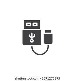 USB cable with a plug vector icon. filled flat sign for mobile concept and web design. Charging Cable glyph icon. Symbol, logo illustration. Vector graphics