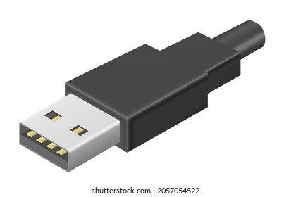 USB Cable Plugs Isolated on White Background