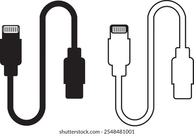 Conjunto de iconos de puerto de cable USB. USB tipo C Un rayo y micro USB cargador de teléfono móvil colección de Vector aislado transparente. Símbolo del adaptador del enchufe. Conector de dispositivo Electrónica. Signo del cargador del smartphone