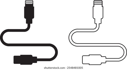 Conjunto de iconos de puerto de cable USB. USB tipo C Un rayo y micro USB cargador de teléfono móvil colección de Vector aislado transparente. Símbolo del adaptador del enchufe. Conector de dispositivo Electrónica. Signo del cargador del smartphone