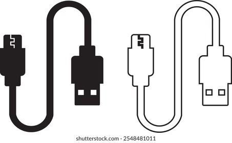 Conjunto de iconos de puerto de cable USB. USB tipo C Un rayo y micro USB cargador de teléfono móvil colección de Vector aislado transparente. Símbolo del adaptador del enchufe. Conector de dispositivo Electrónica. Signo del cargador del smartphone