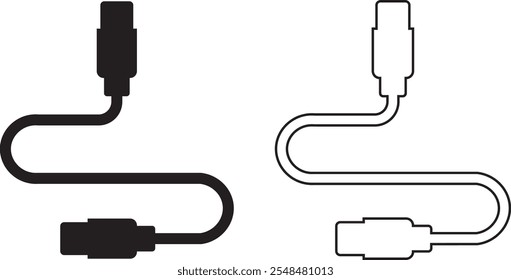 Conjunto de iconos de puerto de cable USB. USB tipo C Un rayo y micro USB cargador de teléfono móvil colección de Vector aislado transparente. Símbolo del adaptador del enchufe. Conector de dispositivo Electrónica. Signo del cargador del smartphone