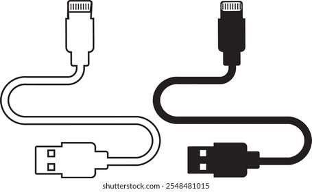 Conjunto de iconos de puerto de cable USB. USB tipo C Un rayo y micro USB cargador de teléfono móvil colección de Vector aislado transparente. Símbolo del adaptador del enchufe. Conector de dispositivo Electrónica. Signo del cargador del smartphone