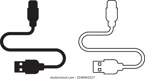 Conjunto de iconos de puerto de cable USB. USB tipo C Un rayo y micro USB cargador de teléfono móvil colección de Vector aislado transparente. Símbolo del adaptador del enchufe. Conector de dispositivo Electrónica. Signo del cargador del smartphone