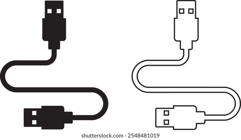 Conjunto de iconos de puerto de cable USB. USB tipo C Un rayo y micro USB cargador de teléfono móvil colección de Vector aislado transparente. Símbolo del adaptador del enchufe. Conector de dispositivo Electrónica. Signo del cargador del smartphone