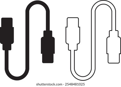 Conjunto de iconos de puerto de cable USB. USB tipo C Un rayo y micro USB cargador de teléfono móvil colección de Vector aislado transparente. Símbolo del adaptador del enchufe. Conector de dispositivo Electrónica. Signo del cargador del smartphone