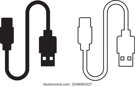 Conjunto de iconos de puerto de cable USB. USB tipo C Un rayo y micro USB cargador de teléfono móvil colección de Vector aislado transparente. Símbolo del adaptador del enchufe. Conector de dispositivo Electrónica. Signo del cargador del smartphone