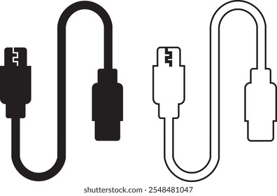 Conjunto de iconos de puerto de cable USB. USB tipo C Un rayo y micro USB cargador de teléfono móvil colección de Vector aislado transparente. Símbolo del adaptador del enchufe. Conector de dispositivo Electrónica. Signo del cargador del smartphone