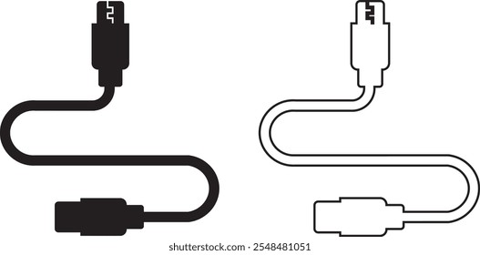 Conjunto de iconos de puerto de cable USB. USB tipo C Un rayo y micro USB cargador de teléfono móvil colección de Vector aislado transparente. Símbolo del adaptador del enchufe. Conector de dispositivo Electrónica. Signo del cargador del smartphone