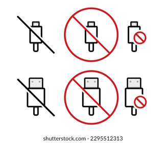 Usb cable prohibited. illustration vector