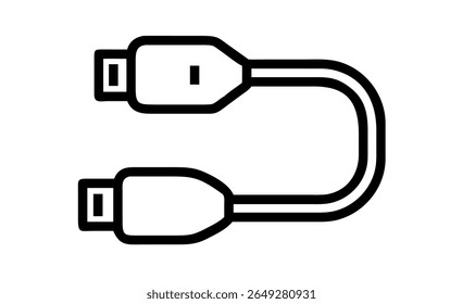 USB cable showing  connector ends connected with wire