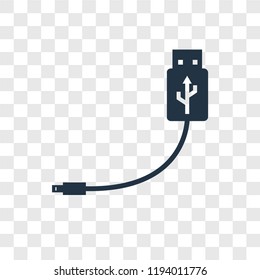 Usb cable vector icon isolated on transparent background, Usb cable transparency logo concept